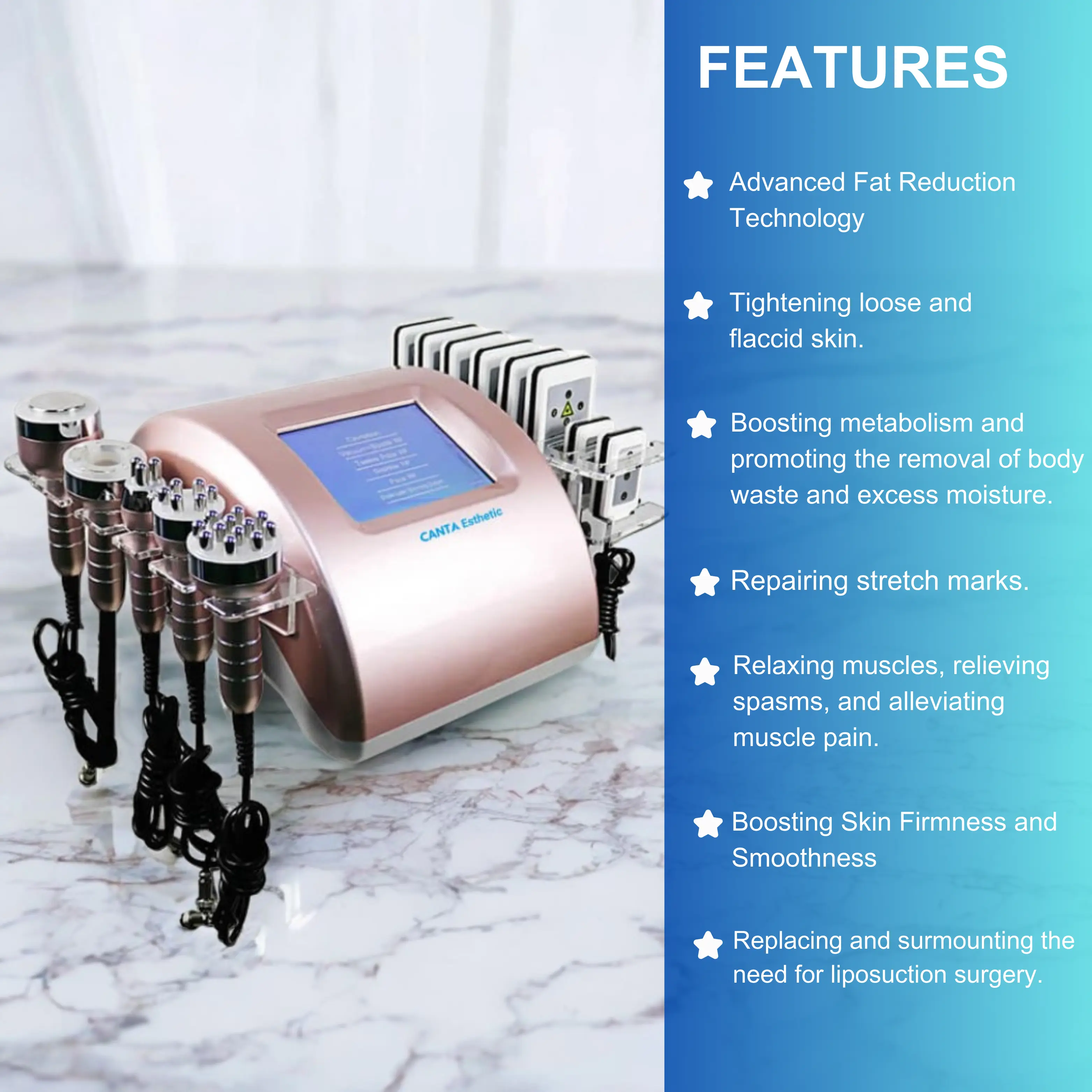 40K Lipo Laser Cavitation Machine Rose Gold - Image 6